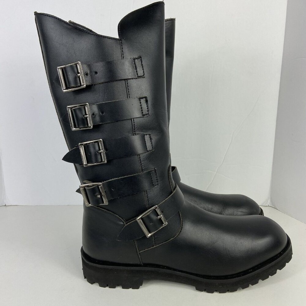 Vtg Leather Motorcycle Buckle Boots Sz 8 & 8.5 Made In Brazil Amazonas Goth Punk